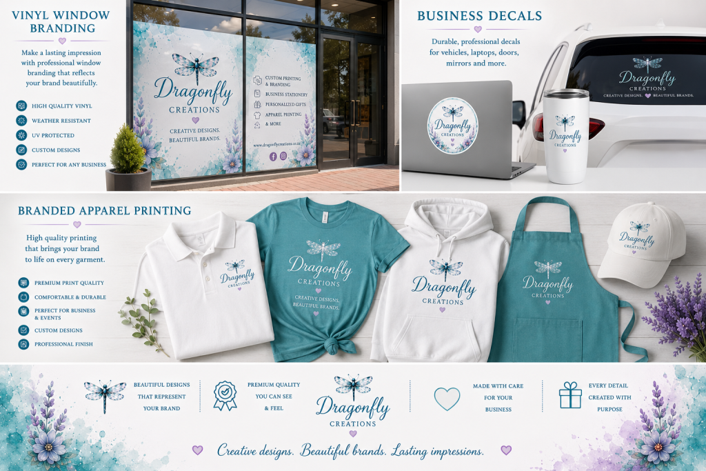Vinyl Window Branding, Business Decals, Branded Apparel Printing