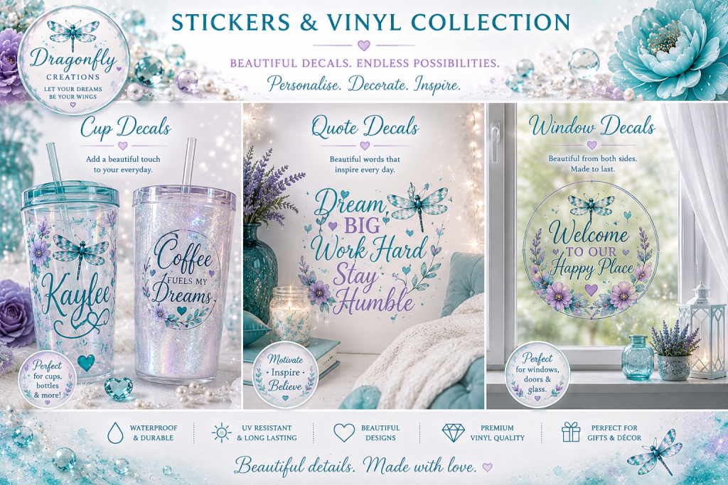 cup decals, quote decals, window decals